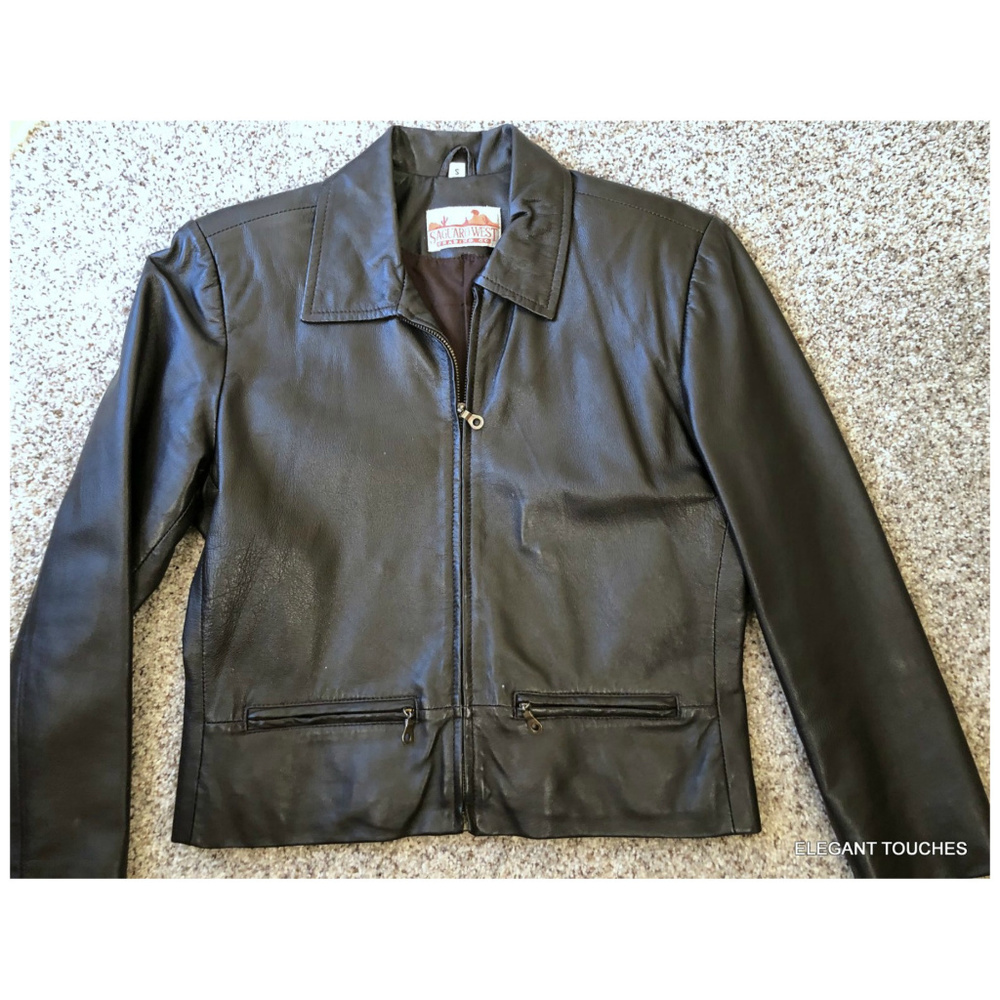 SAGUARO WEST Brown Leather Bomber Jacket Womens S
